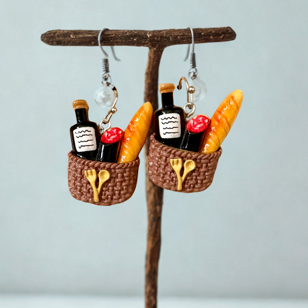 Wine and Bread Basket Earrings