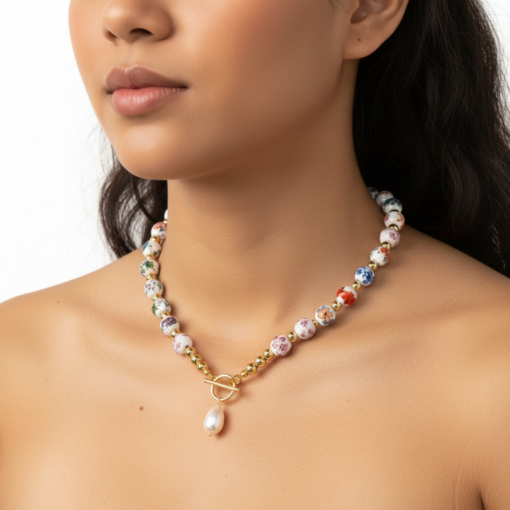Fiora ✧ Chinoiserie-Inspired Floral Pearl Necklace