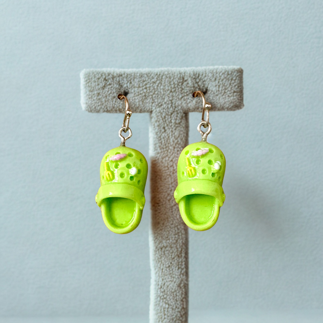 Green Crocs with Charms Earrings