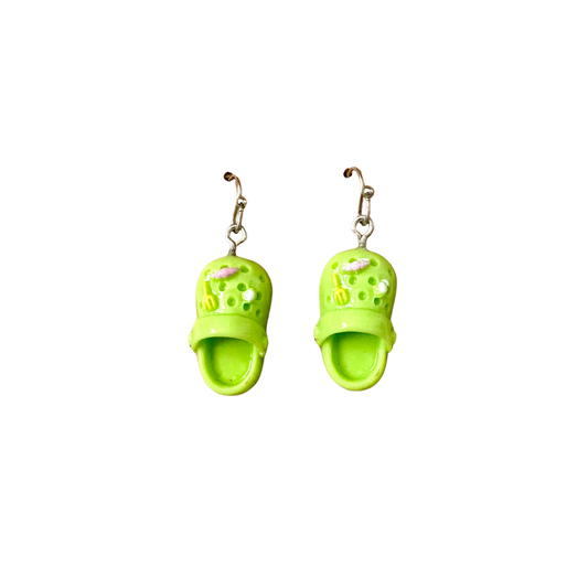 Green Crocs with Charms Earrings