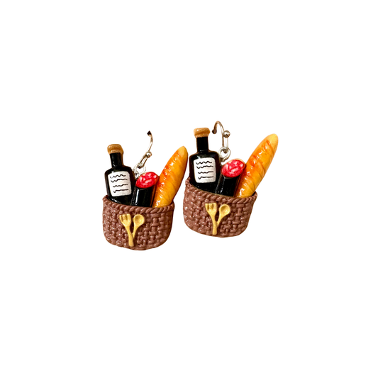 Wine and Bread Basket Earrings
