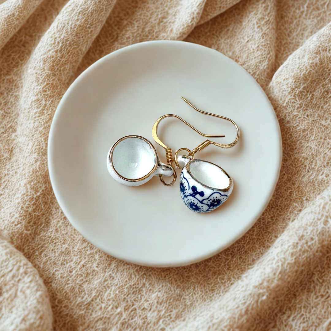 Chinese Ceramic Cup Earrings
