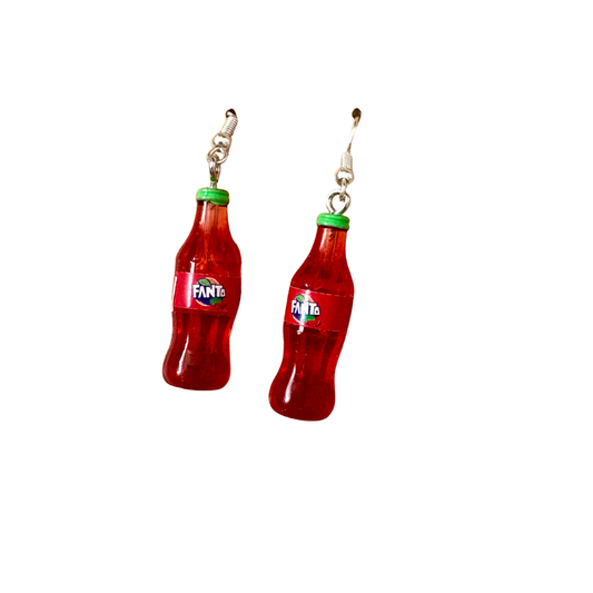 Strawberry Red Fanta Bottle Earrings
