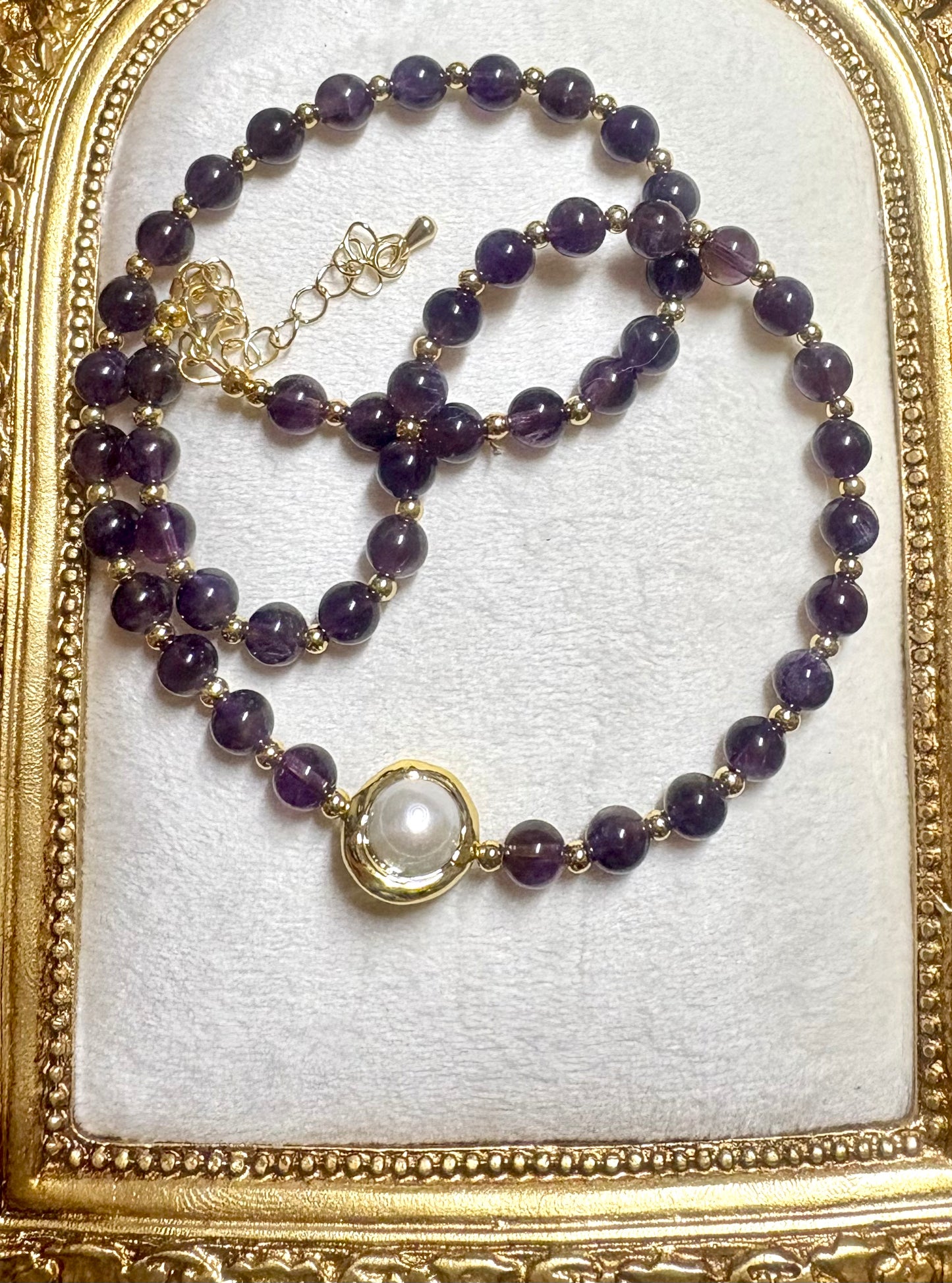 Aahna ✧ Amethyst Pearl Gold Necklace