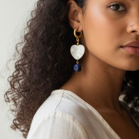 Celestine ✧ Mother of Pearl & Lapis Lazuli Earrings