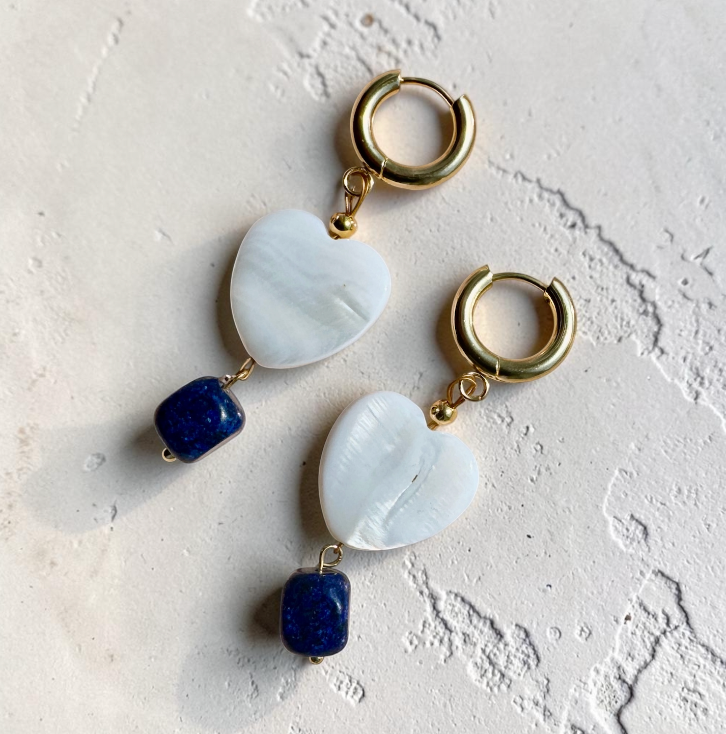 Celestine ✧ Mother of Pearl & Lapis Lazuli Earrings