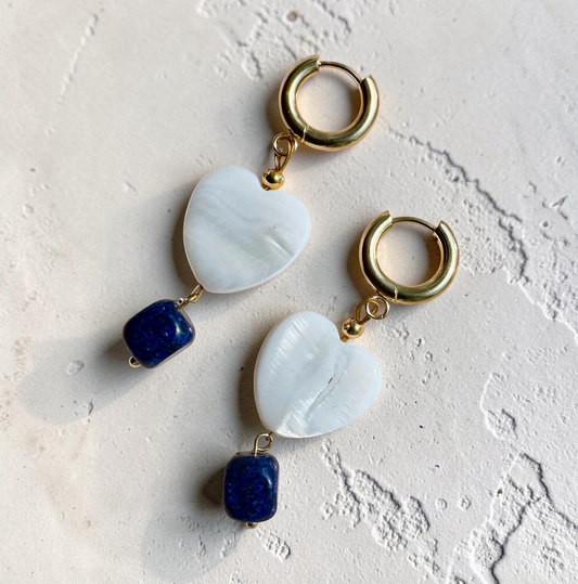 Celestine ✧ Mother of Pearl & Lapis Lazuli Earrings