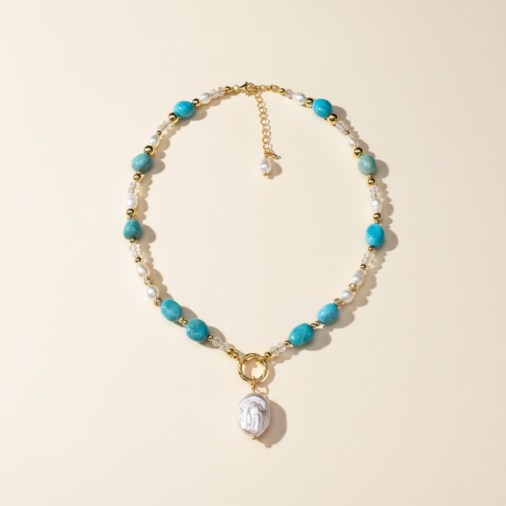 Mary ✧ Amazonite and Pearl