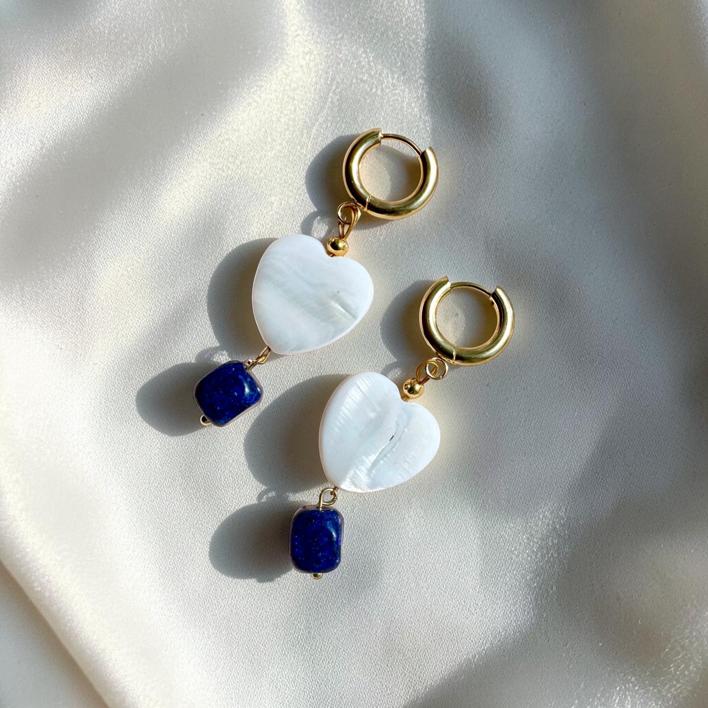 Celestine ✧ Mother of Pearl & Lapis Lazuli Earrings
